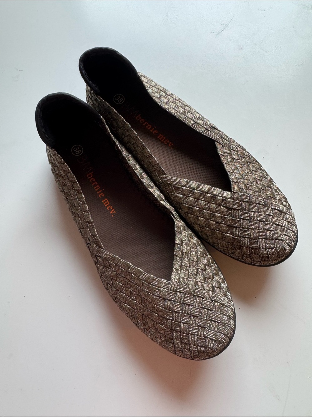 bernie mev. Woven Flats Metallic Gold